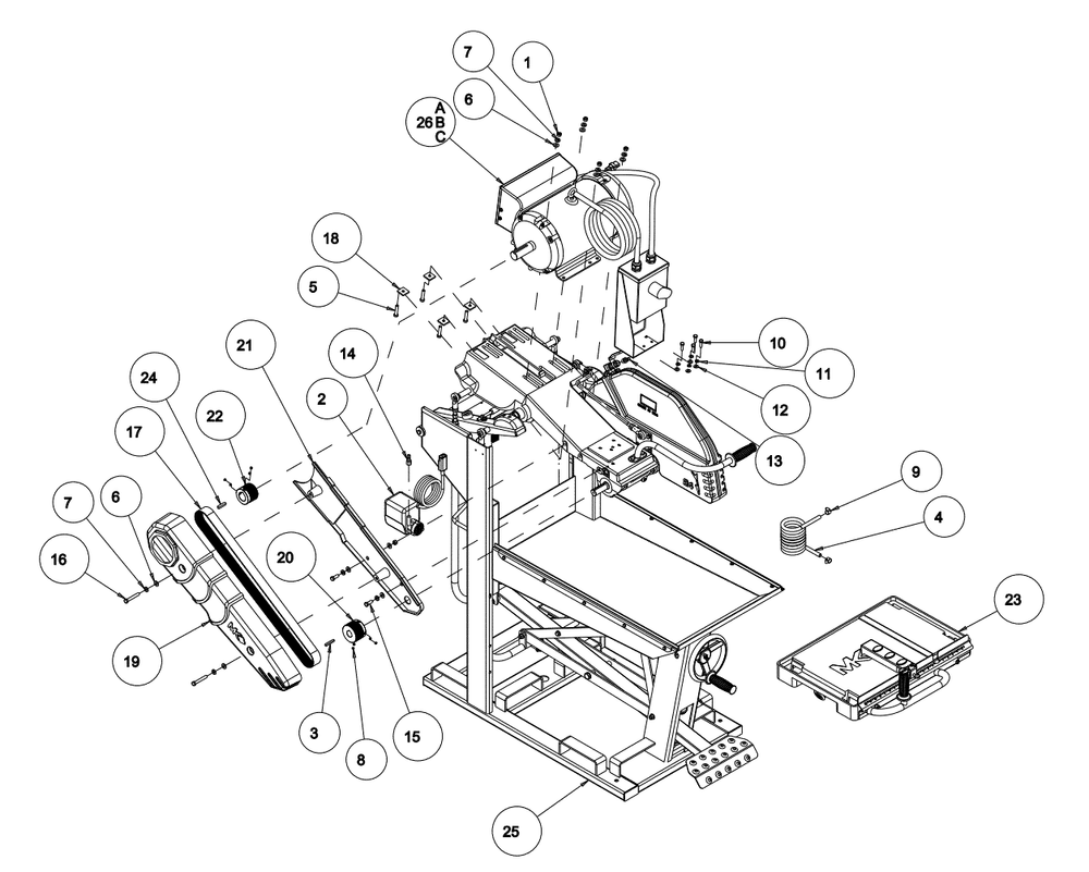 Section 01 Diagram and Parts List for MK-5010T 169331 MK Diamond Concrete Saw